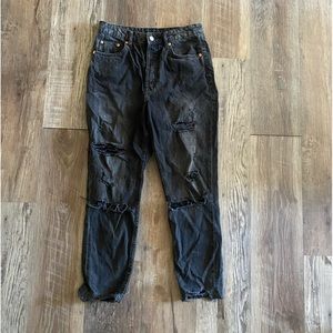 H&M black ripped mom jeans